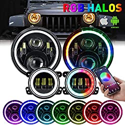 BEEYEO Remote Control 7′ Inch LED Halo Headlights