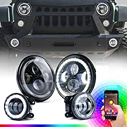  Xprite Bluetooth Controlled 7 Inch RGB Halo LED Headlights